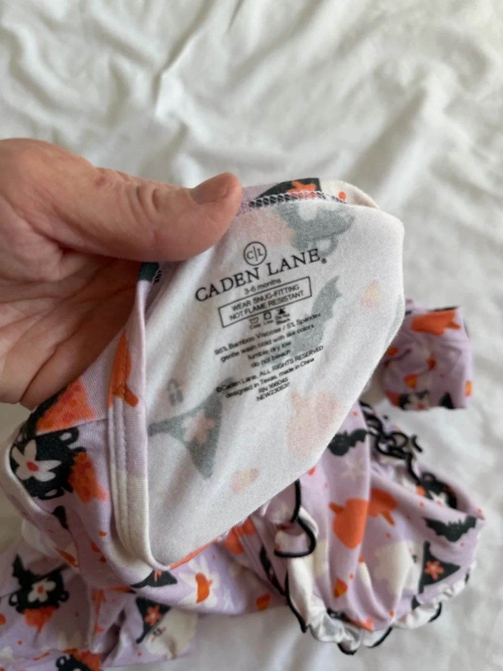 Caden Lane Lavender Halloween Ruffle Footed One-Piece baby girl size size 3-6m